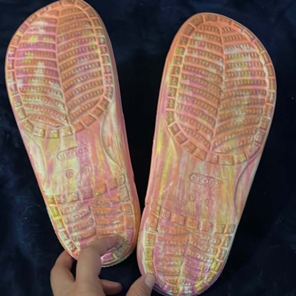 CROCS Pink and Orange Artistic Sandals - Picture 3 of 5